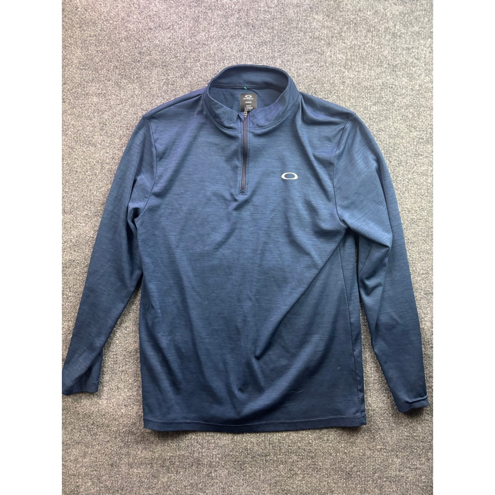 Oakley 1/4 Zip Pullover Mens L Blue Hydrolix Regular Fit Long Sleeve Heathered